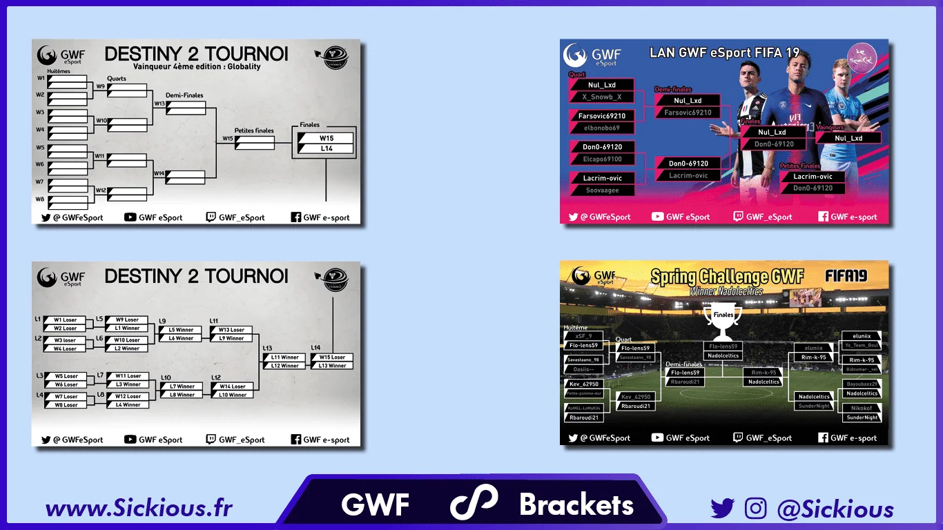 GWF eSport tableaux brackets — Design Graphique — Sickious