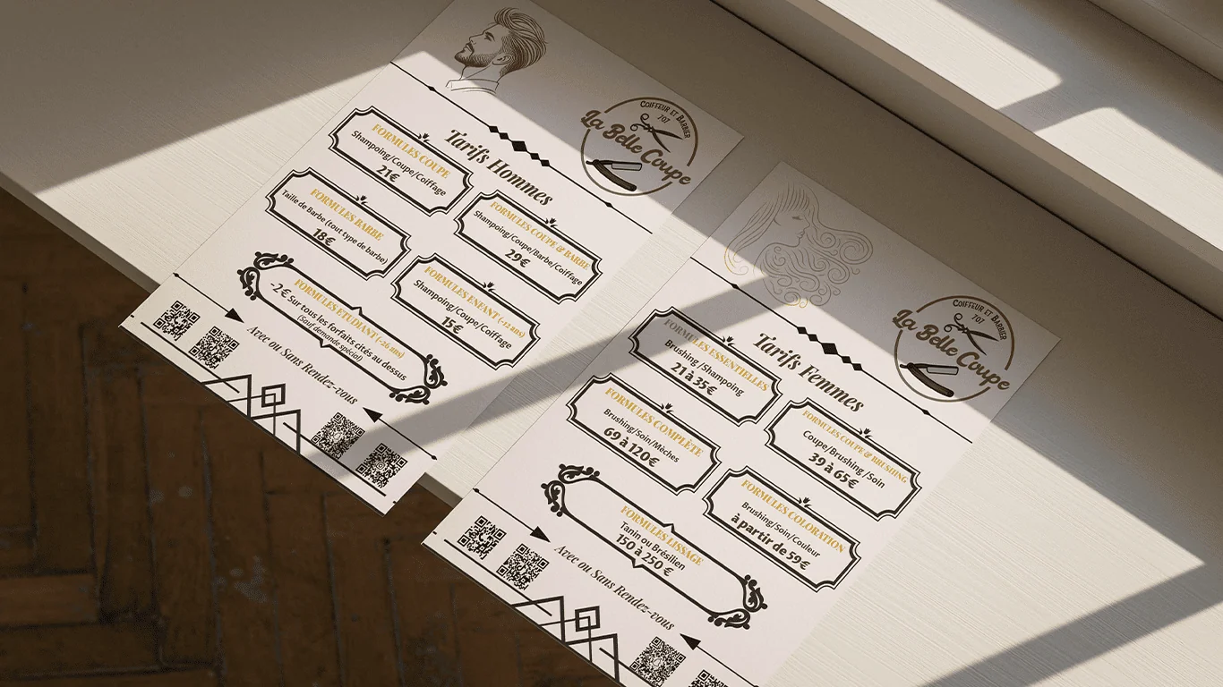 La Belle Coupe flyer tarifs A3 — Design Graphique — Sickious