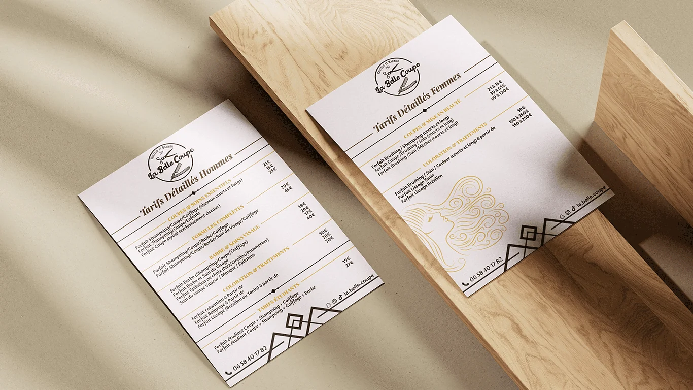 La Belle Coupe flyer tarifs détaillés A5 — Design Graphique — Sickious