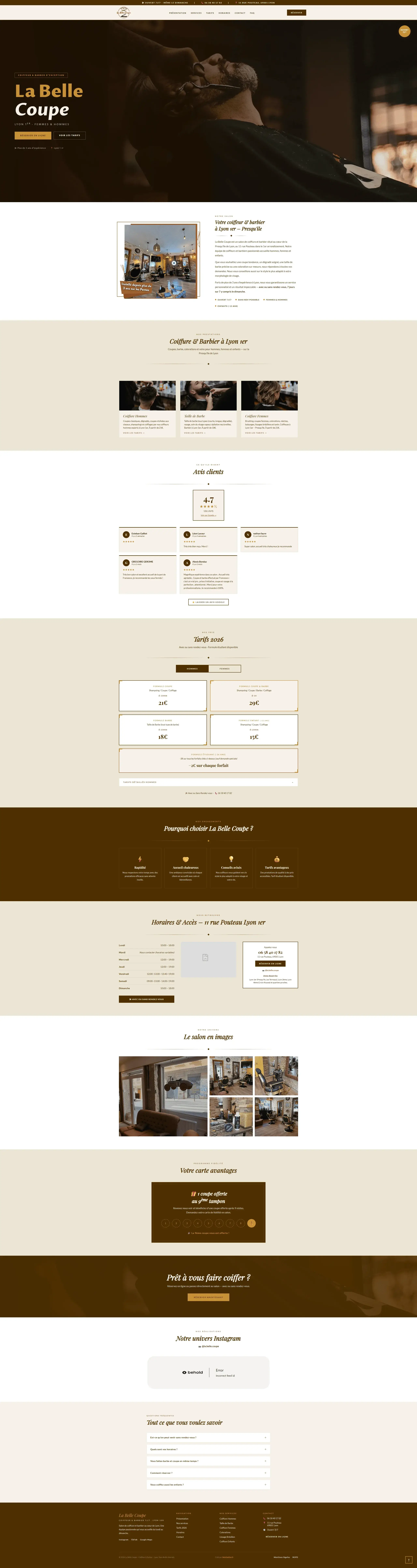 Création site web La Belle Coupe, vue défilante — Sickious